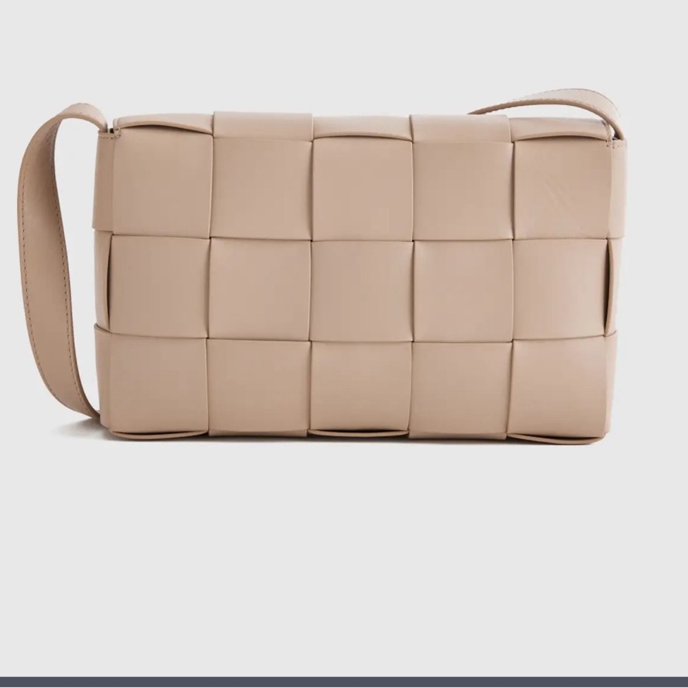 Brand new Italian Leather Handwoven Flap Crossbody messenger bag (taupe …
